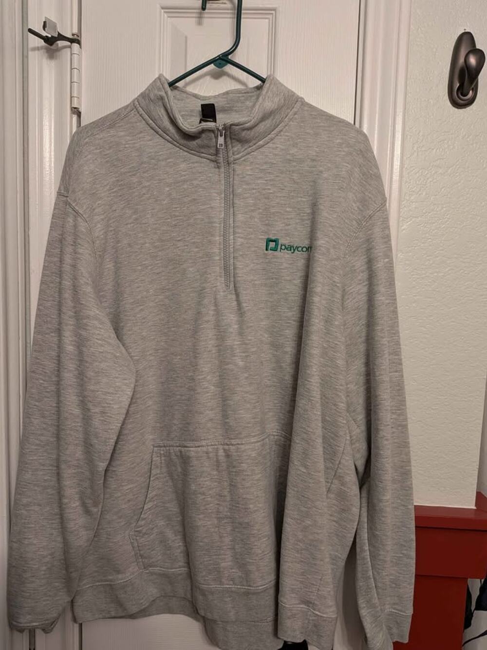 Paycom Quarter Zip Pullover Sweatshirt Gray Kangaroo Pocket Adult XXL